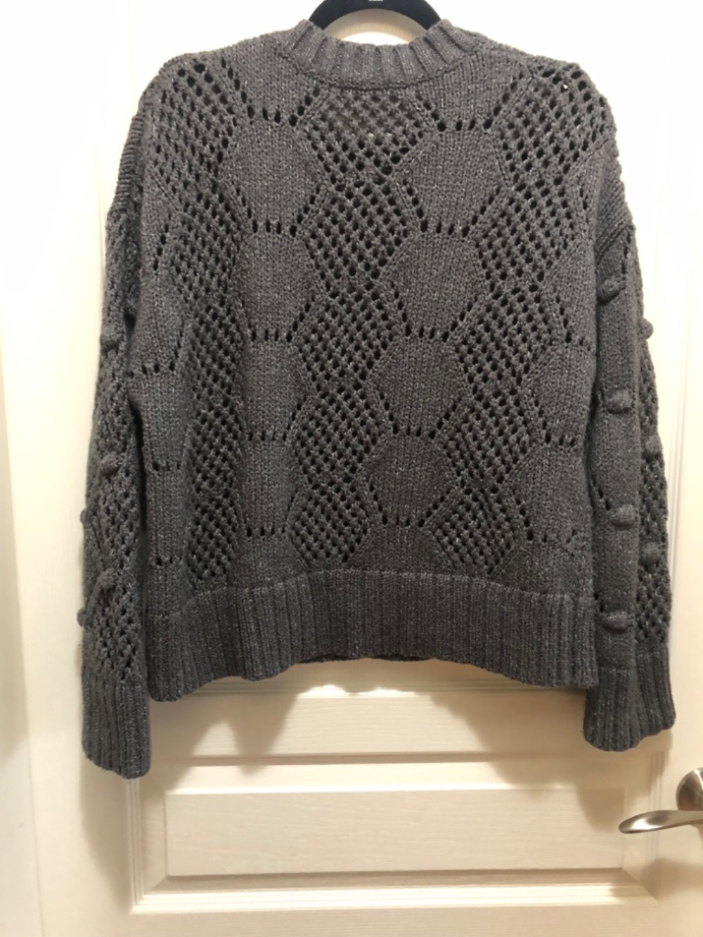 Women’s Medium grey chunky sweater with open weave - Picture 2 of 6